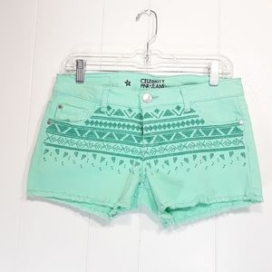 Celebrity Pink Aztec embroidery raw hem shorts size 7